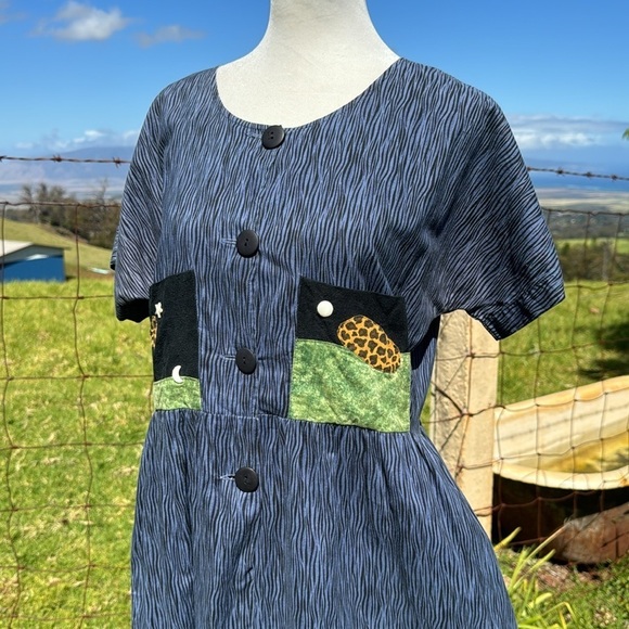 Kim Messier Retro Y2K Vintage Casual Abstract MIDI Art to wear Dress Small - Picture 3 of 11